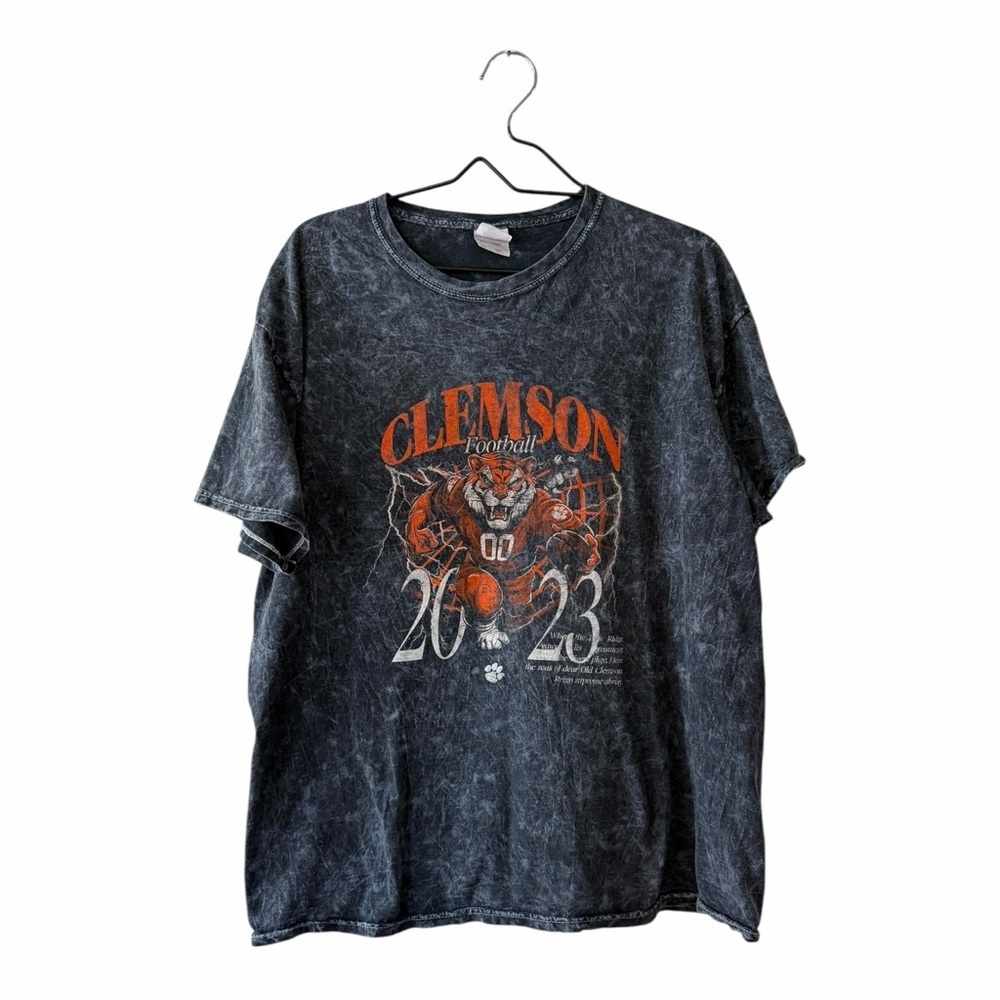 Black Washed Clemson Football Graphic T Shirt Oversized Tee Size XL Colortone